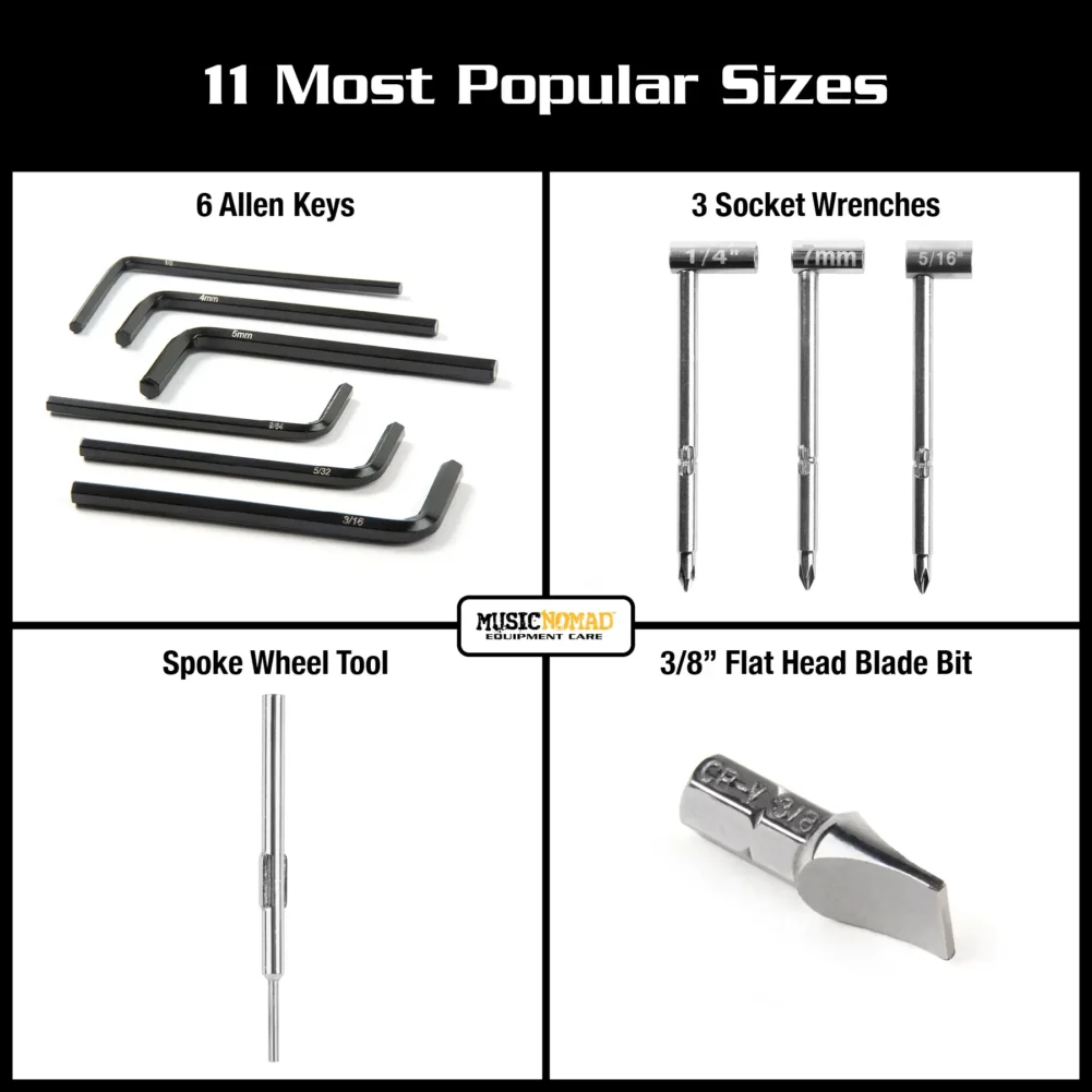 Premium Guitar Tech Truss Rod Wrench Set - 11 pcs.