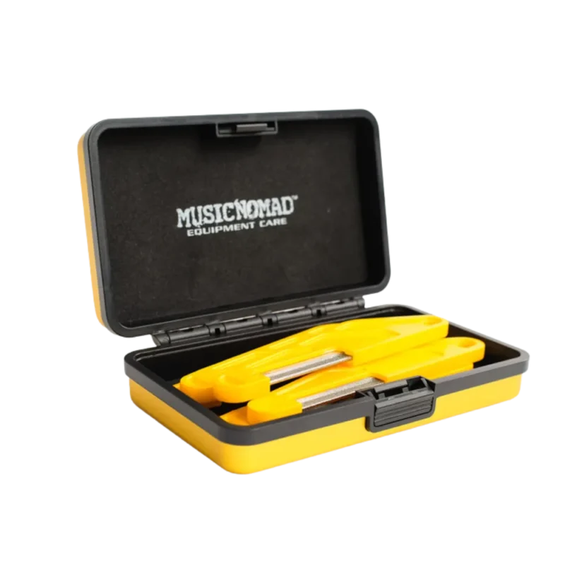 MN668: 6 pc. Electric Guitar Diamond Coated Nut File Set - Light Strings, with Storage Case guitar nut file storage case