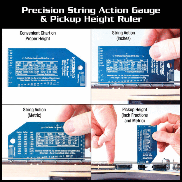 Fret Rocker⁺ (String Action Gauge and Pickup Height Ruler) for Guitar ...