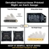 Detailed Instructions Printed Right on Each Gauge