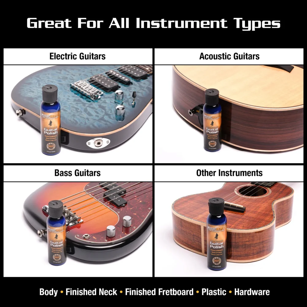 Works Great on Acoustic Guitars, Electric Guitars, Bass and Other Instruments