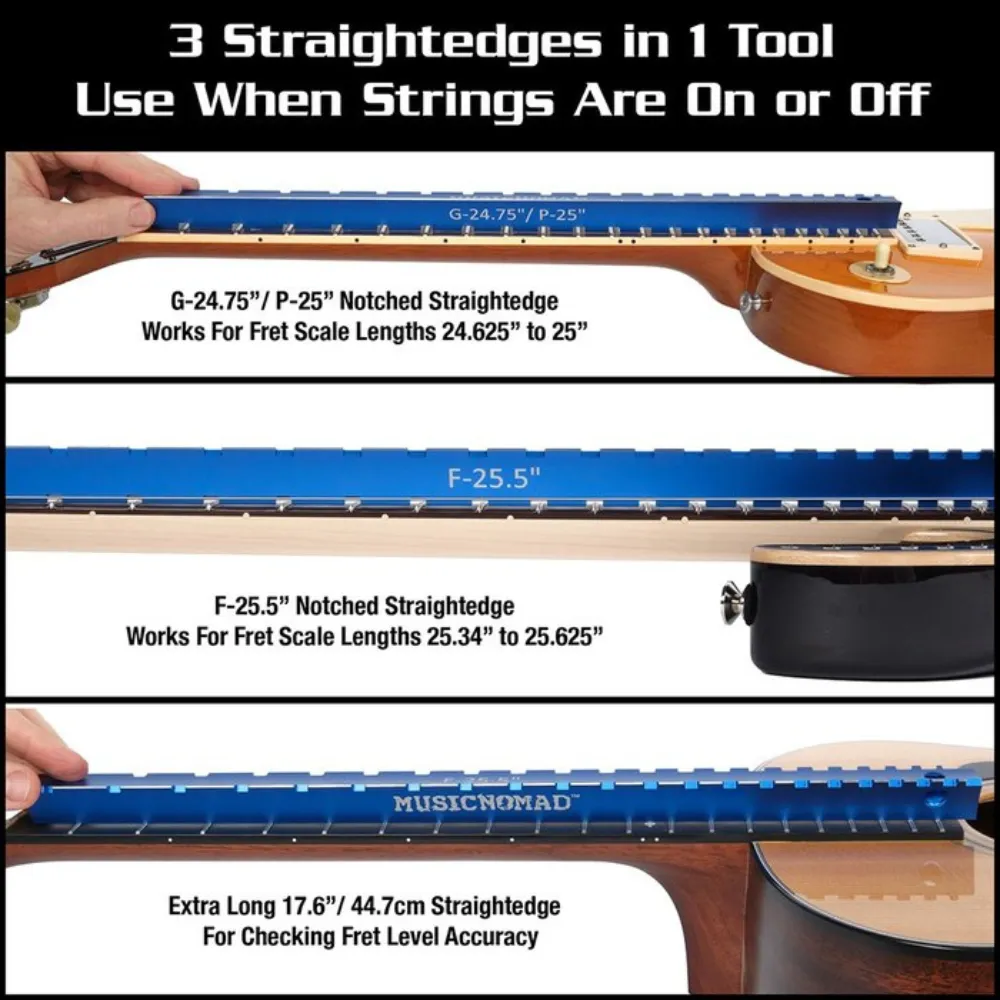 3 (1) Tri-Beam 3 'n 1 Dual Notched Straightedge & Precision Straightedge for Acoustic and Electric Guitars