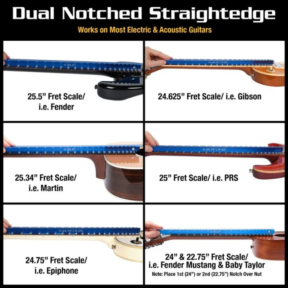 4 (1) Tri-Beam 3 'n 1 Dual Notched Straightedge & Precision Straightedge for Acoustic and Electric Guitars
