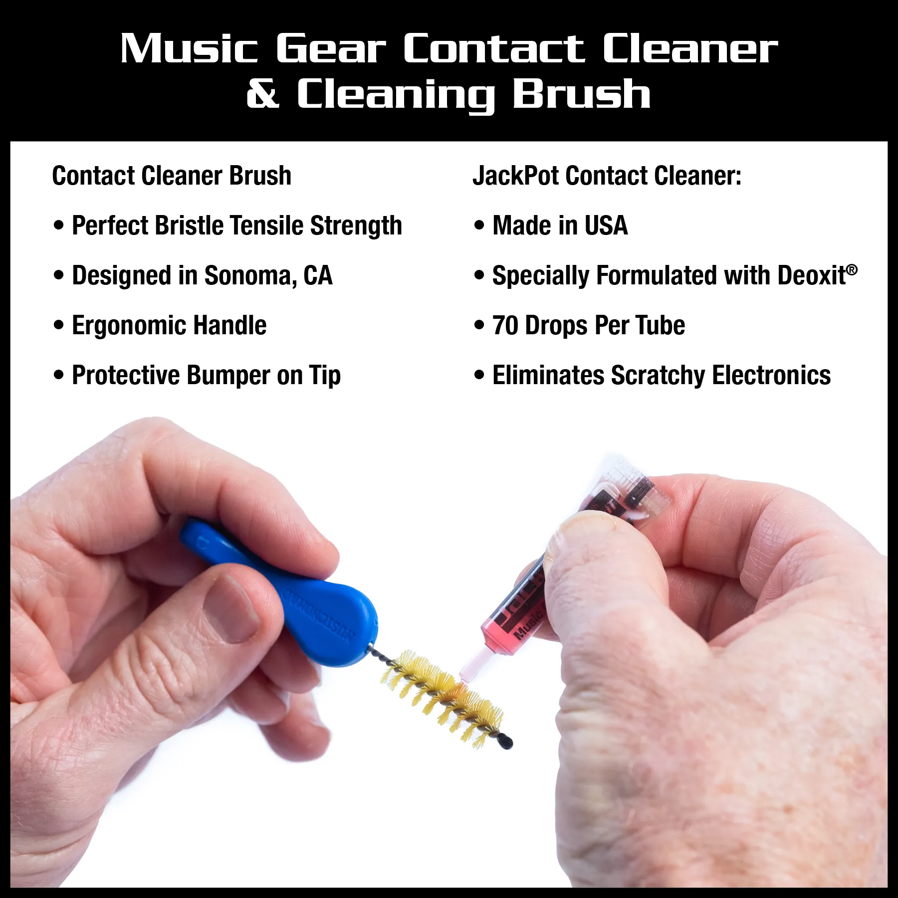 JackPot Music Gear Contact Cleaner with Deoxit and Cleaning Brush